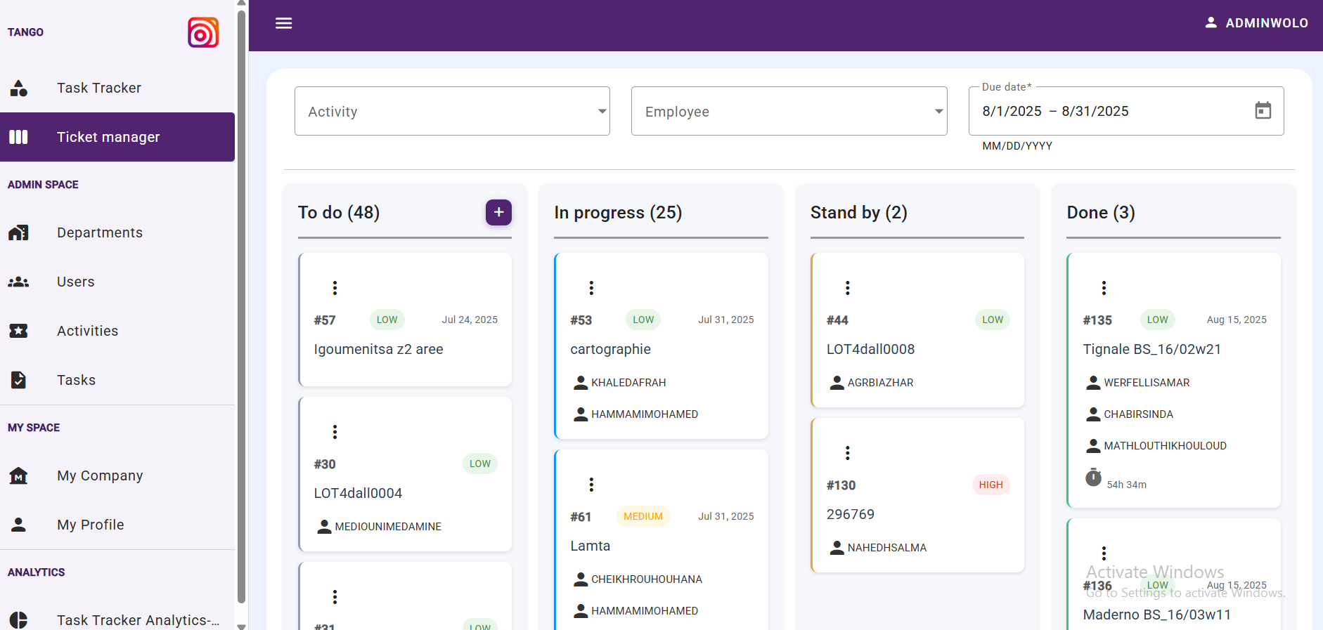 Ticket Manager Kanban Board